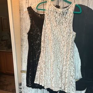 Free People 2 for 1 Black & beige lace dress with nude slip Free People size Lg
